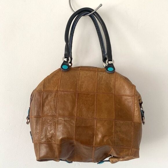 Gabs Franco Gabrielli Italy Patchwork Leather Convertible Tote Shoulder Bag Boho - Picture 4 of 16